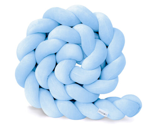 Velvet bedbumper vlecht met 3 strengen / babyblauw