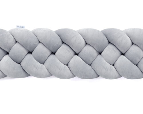 Velvet bedbumper vlecht met 4 strengen / klassiek grijs