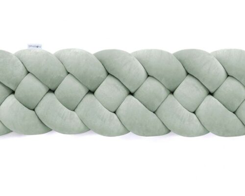 Velvet bedbumper vlecht met 4 strengen / eucalyptus