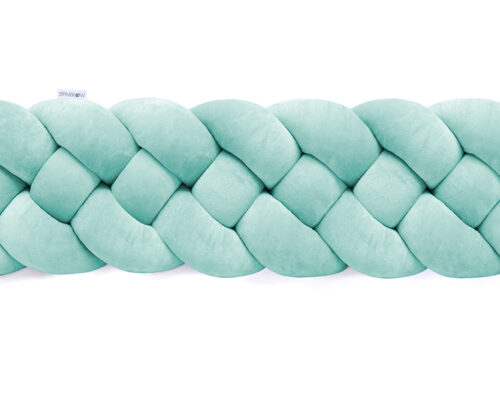 Velvet bedbumper vlecht met 4 strengen / azuurblauw