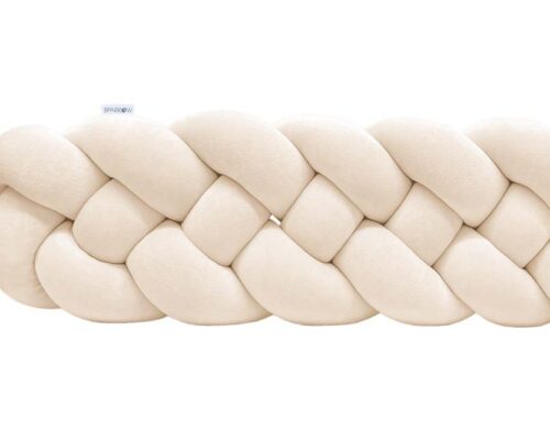 Velvet bedbumper vlecht met 4 strengen / amandelkleur