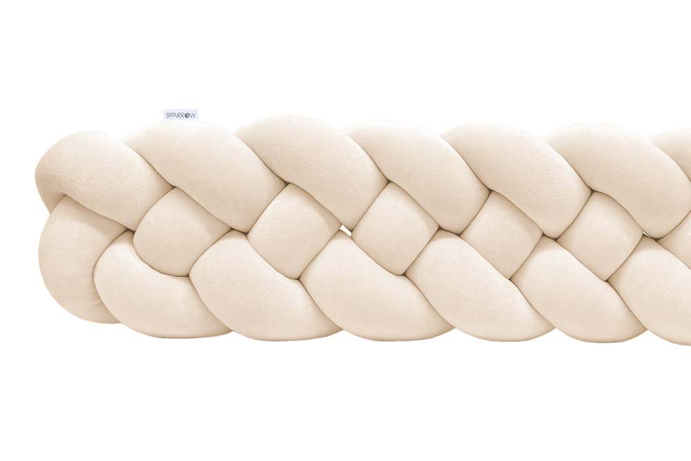 Velvet bedbumper vlecht met 4 strengen / amandelkleur