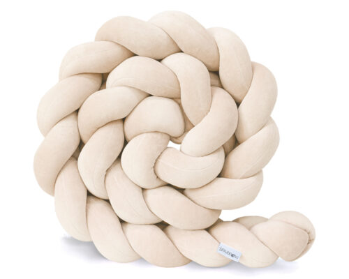 Velvet bedbumper vlecht met 3 strengen / amandelkleur