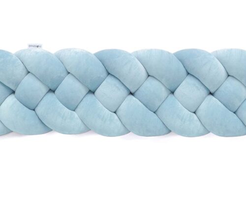 Velvet bedbumper vlecht met 4 strengen / ijsblauw