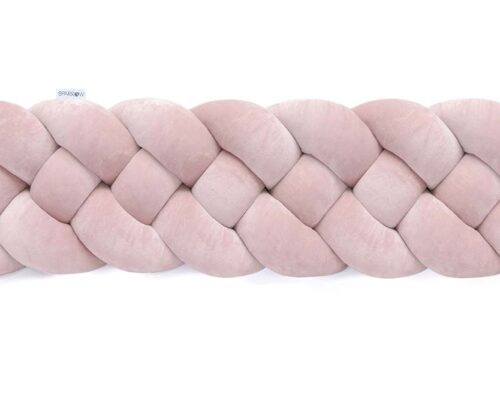 Velvet bedbumper vlecht met 4 strengen / poederroze