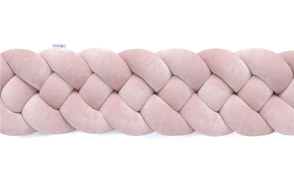 Velvet bedbumper vlecht met 4 strengen / poederroze