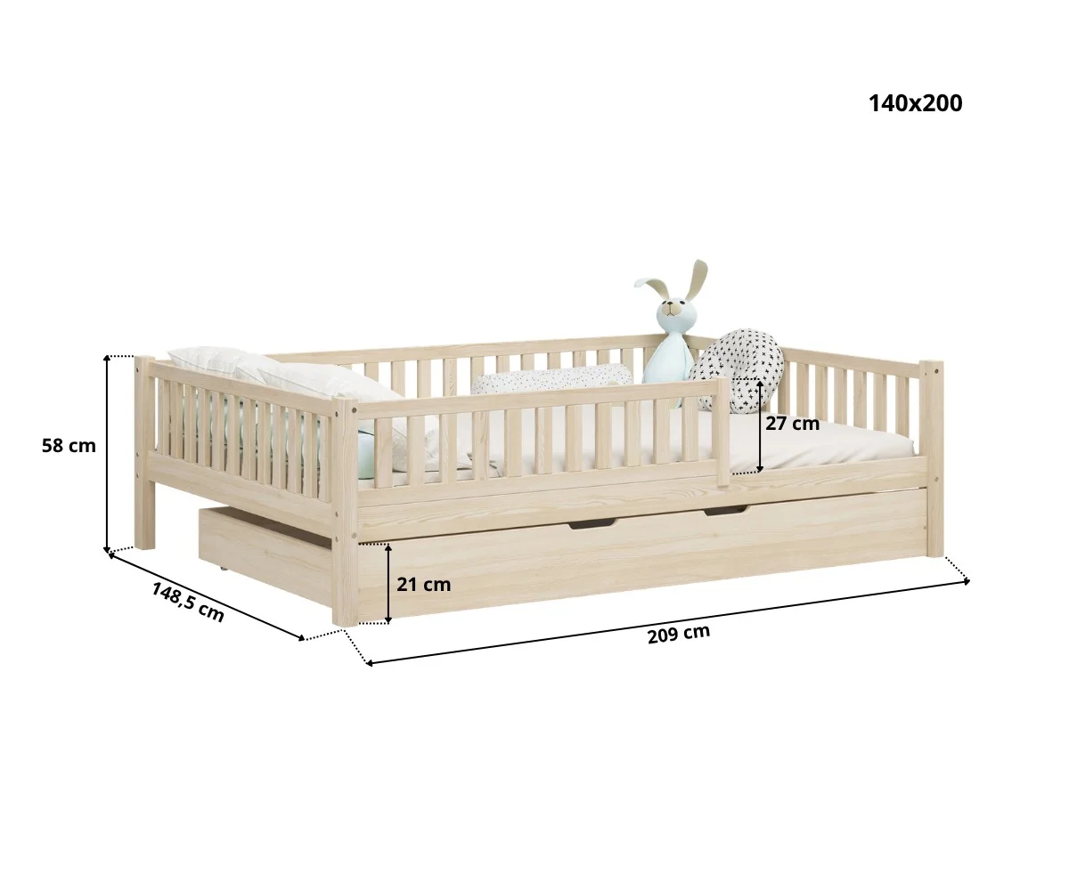 Abete-XL-z-140x200-1-1.webp Kinderbed ABETE XL met lade (Snelle verzending 48u)
