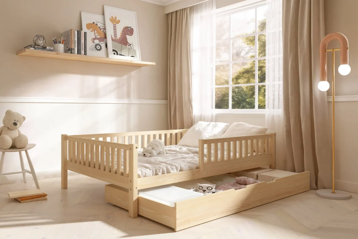 sztachetki_szuflada_pojemnik-1.webp Kinderbed ABETE XL met lade (Snelle verzending 48u)